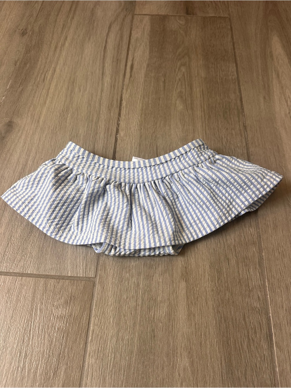Ruffle Butts Blue and White Striped Ruffle Diaper Cover